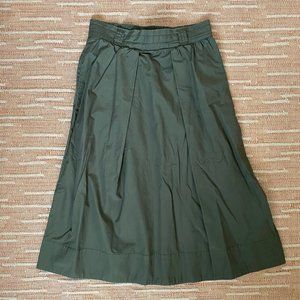 Madewell Forest Green Pleated Midi Skirt Small